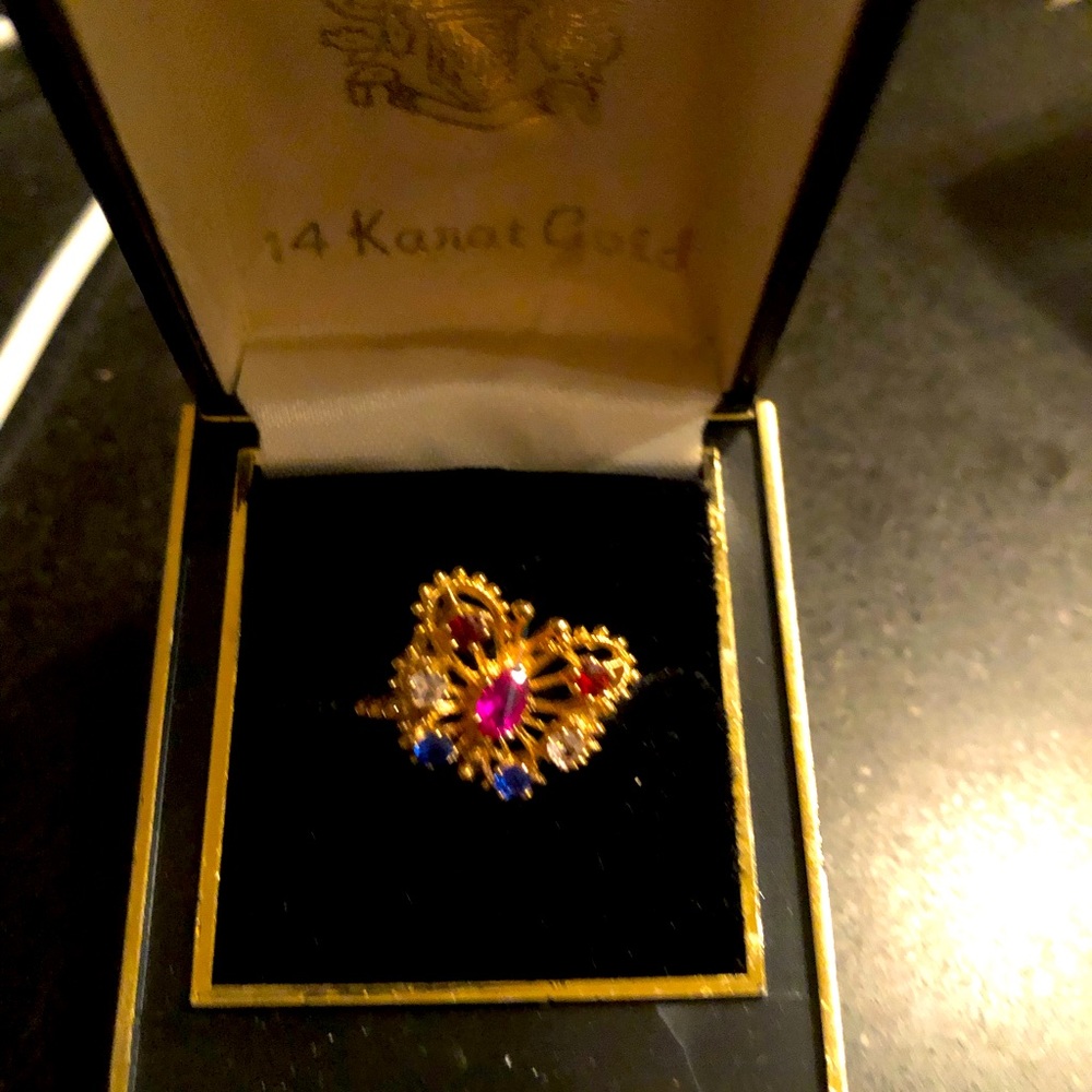 Butterfly ring with simulated stones